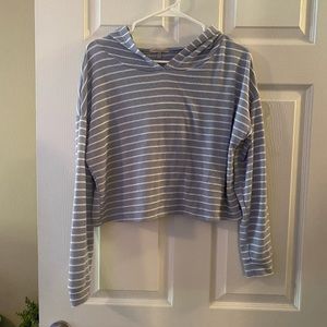 Charlotte Russe Purple & White Striped Cropped Hoodie